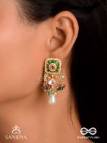 RANIRAGA - QUEEN’S MELODY- EXQUISITE KUNDAN EARRINGS WITH FLORAL ENAMEL WORK, BEADS AND PEARLS