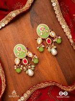 KARUNYA - GRACEFUL AURA- INTRICATE KUNDAN EARRINGS WITH PEARLS, BEADS AND GEMSTONES