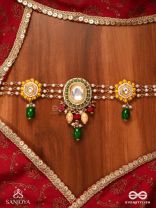 KANAKSHOBHA - GOLDEN GRACE- TRADITIONAL KUNDAN NECKPIECE WITH BEADS AND PEARLS