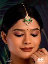 SOMALEKHA - MOON’S TRACE- MODERN YET TRADITIONAL KUNDAN MAANGTIKA WITH LUSTROUS PEARLS AND BEADS