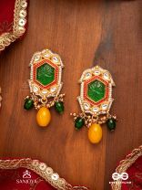 PITAMBRINI - ADORNED IN YELLOW- KUNDAN HANDCRAFTED EARRINGS WITH PEARLS AND BEADS