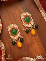 PITAMBRINI - ADORNED IN YELLOW- KUNDAN HANDCRAFTED EARRINGS WITH PEARLS AND BEADS