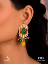 PITAMBRINI - ADORNED IN YELLOW- KUNDAN HANDCRAFTED EARRINGS WITH PEARLS AND BEADS
