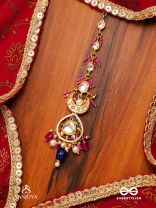 KUMUDRAAG - BLOOMING AT NIGHT-  INTRICATE ENAMELLED HANDCRAFTED KUNDAN MAANGTIKA WITH PEARLS AND BEADS