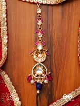 KUMUDRAAG - BLOOMING AT NIGHT-  INTRICATE ENAMELLED HANDCRAFTED KUNDAN MAANGTIKA WITH PEARLS AND BEADS