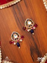 KUMUDRAAG - BLOOMING AT NIGHT-  INTRICATE ENAMELLED HANDCRAFTED KUNDAN EARRINGS WITH PEARLS AND BEADS