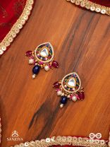KUMUDRAAG - BLOOMING AT NIGHT-  INTRICATE ENAMELLED HANDCRAFTED KUNDAN EARRINGS WITH PEARLS AND BEADS