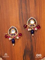 KUMUDRAAG - BLOOMING AT NIGHT-  INTRICATE ENAMELLED HANDCRAFTED KUNDAN EARRINGS WITH PEARLS AND BEADS