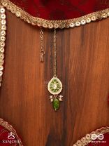 SATRANGIJA - RAINBOW-CLAD- FESTIVE ENAMELLED KUNDAN MAANGTIKA WITH COLORFUL DROPS AND PEARLS