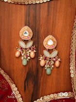 VASANTILATA - SPRING VINE- CHARMING PASTEL KUNDAN EARRINGS WITH GEMSTONES, BEADS AND PEARL DROPS