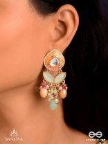 VASANTILATA - SPRING VINE- CHARMING PASTEL KUNDAN EARRINGS WITH GEMSTONES, BEADS AND PEARL DROPS