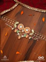 VASANTILATA - SPRING VINE- CHARMING PASTEL KUNDAN NECKLACE WITH GEMSTONES, BEADS AND PEARL DROPS