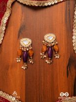 RASARANJANI - COLORFUL HARMONY- CONTEMPORARY KUNDAN STATEMENT EARRINGS WITH DEEP-HUED BEADS AND PEARLS