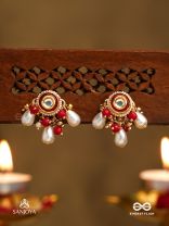 VARSHA - PEARL RAIN- MINIMAL STRINGED KUNDAN EARRINGS WITH LUSTROUS PEARL DROPLETS