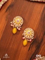 MADHUVARNIKA - HONEY HUE- SOFT FEMININE KUNDAN EARRINGS FEATURING PEARLS AND PASTEL GEMSTONE DROPS