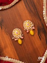 MADHUVARNIKA - HONEY HUE- SOFT FEMININE KUNDAN EARRINGS FEATURING PEARLS AND PASTEL GEMSTONE DROPS