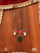 TRIKONIKA - TRIANGULAR BEAUTY- MAANGTIKA WITH RED CRESCENT, PEARLS AND BEADS