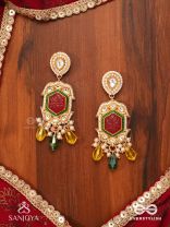 SURYAPRABHA - SUN’S AURA- LUXE HERITAGE KUNDAN EARRINGS WITH PEARLS, BEADS AND GEMSTONES