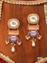 VASUNDHARA - EARTHLY BEAUTY- EARTH-TONED GEMSTONE EARRINGS WITH BEADS, KUNDAN AND PEARLS