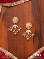 RAGTANIKA - COLORED COMPOSITION- HERITAGE STYLE KUNDAN EARRINGS WITH PEARLS AND BEADS