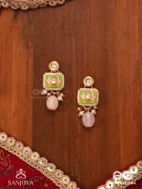 MRIDULPADMA - GENTLE LOTUS- DELICATE KUNDAN EARRINGS WITH FLORAL MOTIFS, BEADS AND PEARLS
