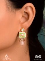 MRIDULPADMA - GENTLE LOTUS- DELICATE KUNDAN EARRINGS WITH FLORAL MOTIFS, BEADS AND PEARLS