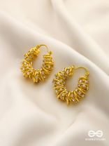 LUSTROUS SWIRLS-  INTRICATE TWISTED GOLD EARRINGS WITH SHIMMERING STONE