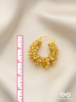 LUSTROUS SWIRLS-  INTRICATE TWISTED GOLD EARRINGS WITH SHIMMERING STONE