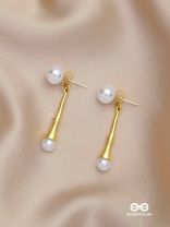 GOLDEN PEARL DROP-  CONTEMPORARY GOLDEN DROP EARRINGS