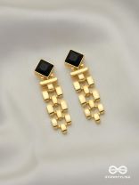 BLACK AURA-  BLACK AND GOLD STATEMENT EARRINGS