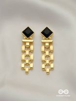 BLACK AURA-  BLACK AND GOLD STATEMENT EARRINGS