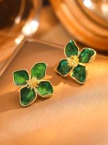 EMERALD BLOOM- STATEMENT FLORAL STUDS