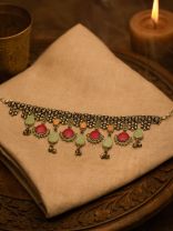 CHARM BLOSSOM - ANTIQUE ENAMELLED OXIDISED NECKLACE