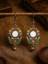 COIN CHARM - COIN-CENTERED OXIDISED FLORAL DROPS