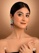 ROYAL NOMAD - ENAMELLED FLORAL OXIDISED EARRING