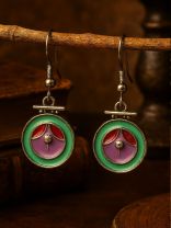 CANDY SWIRL - CIRCULAR ENAMELLED OXIDISED EARRING