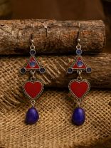 HEARTBEAT DROP - FUNKY HEART OXIDISED EARRING