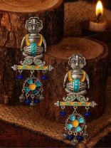 VILLAGE WHIRL - TRIBAL OXIDISED EARRING