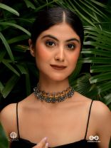 FIREBELLS - ENAMELLED OXIDISED CHOKER