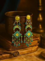 MINT MEADOW- ENAMELLED OXIDISED EARRING 