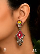 DIYA DANCE – VIBRANT RED OXIDISED EARRINGS