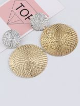The Earthy Touch Twin Circles Golden And Silver Designer Earrings. 