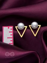 Gorgeous pearl embedded in golden triangle earrings
