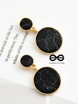 The Marble Marvels- Golden Earrings- Black