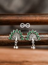 The Embellished Peacock Studs (Emerald Green) - The Melodious Ghungroo Collection