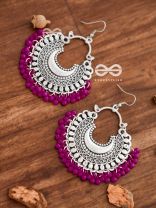 The Motif Moon Chandbali Earrings (Magenta) - The Boho Basics