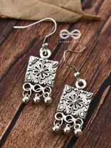 The Floral Square Danglers - Tiny Trinket Earrings