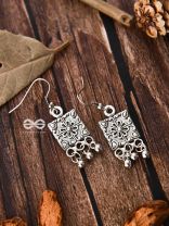 The Floral Square Danglers - Tiny Trinket Earrings
