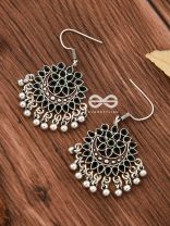 The Fabulous Floral Enamel Danglers (Onyx Black) - The Embellished Oxidised Collection