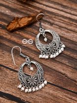 The White Elegance Traditional Motif Earrings